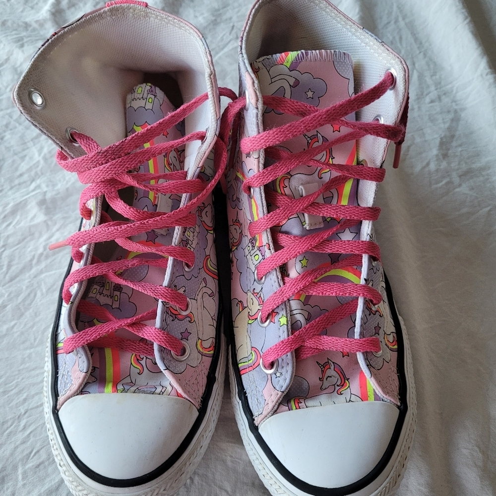 Converse Kids Unicorn High-Top Sneakers with Pink Laces Size 4 - Picture 8 of 8